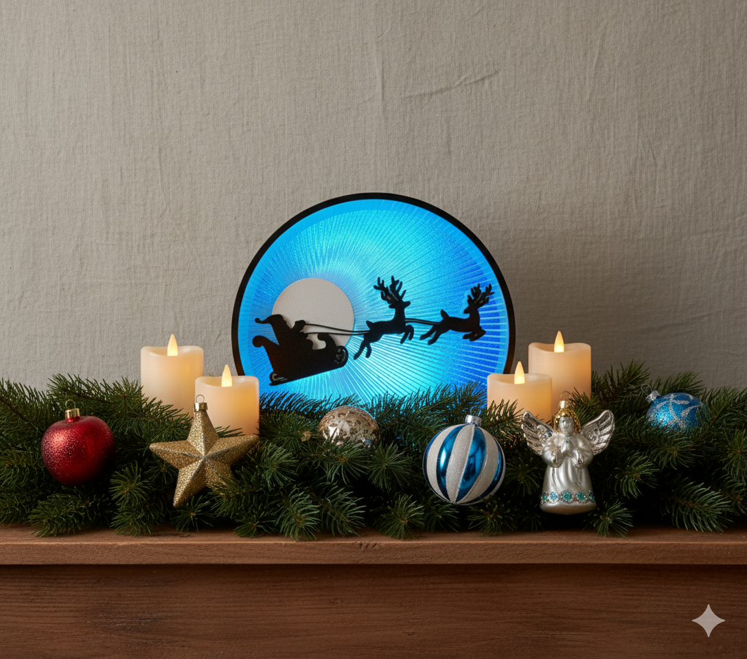 Decoración navideña de trineo de Papá Noel