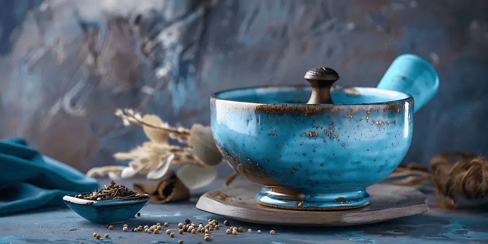 Ciotola in ceramica blu in stile rustico