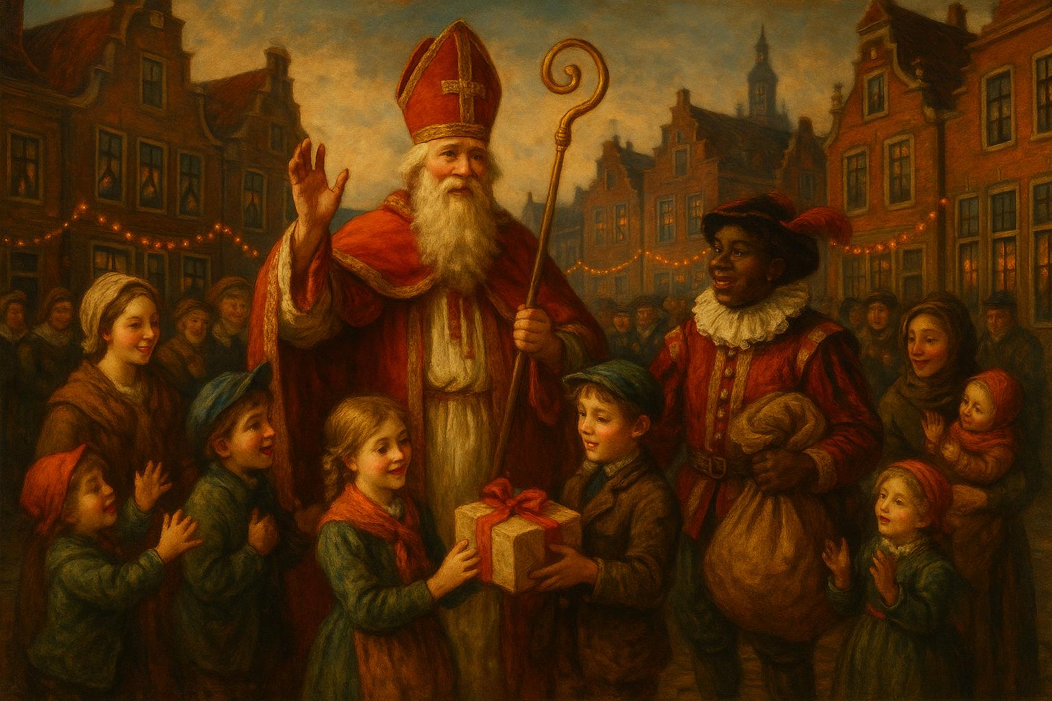 Historische Darstellung des Heiligen Nikolaus, der den Armen hilft
