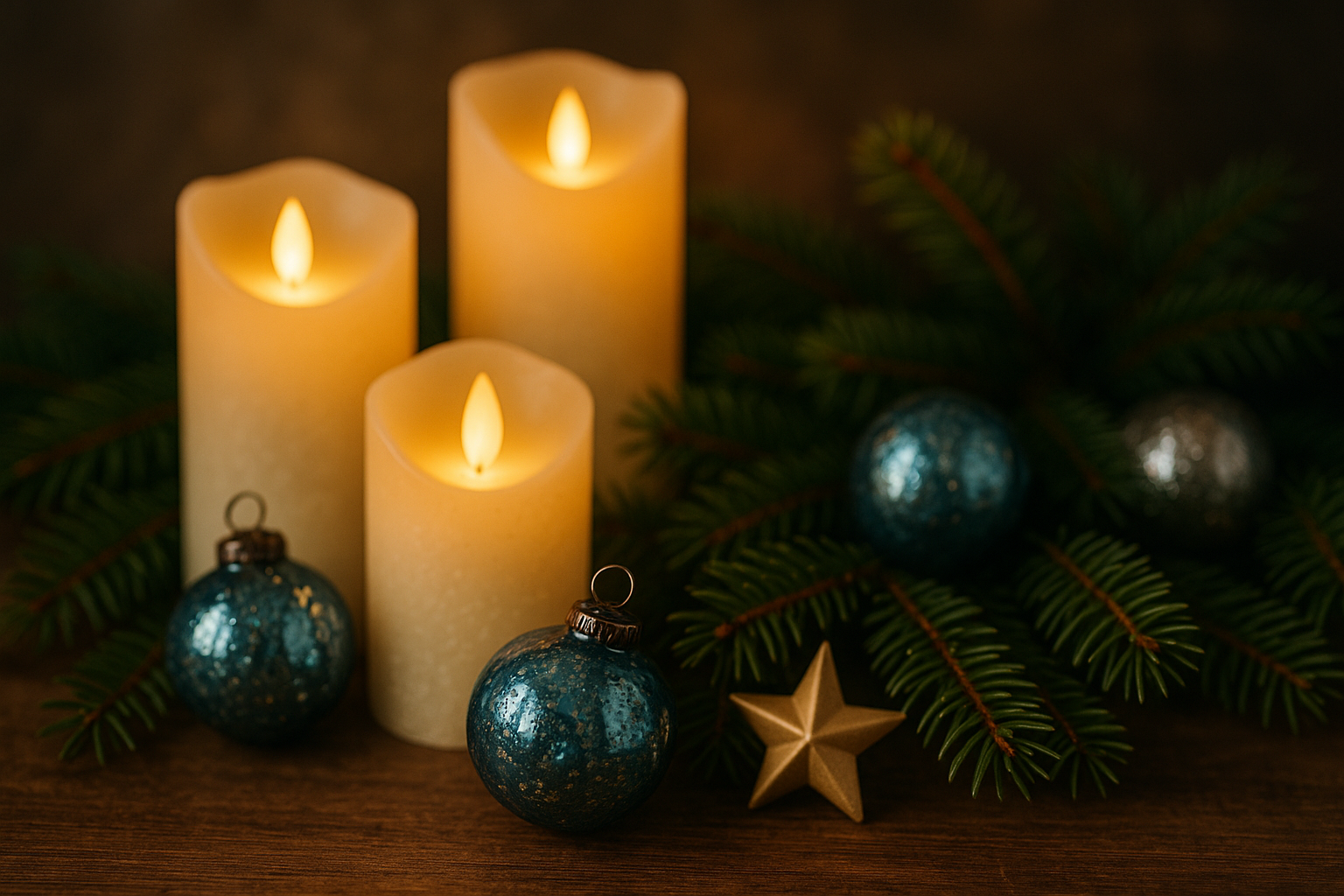 Elegante stile natalizio con candele e decorazioni